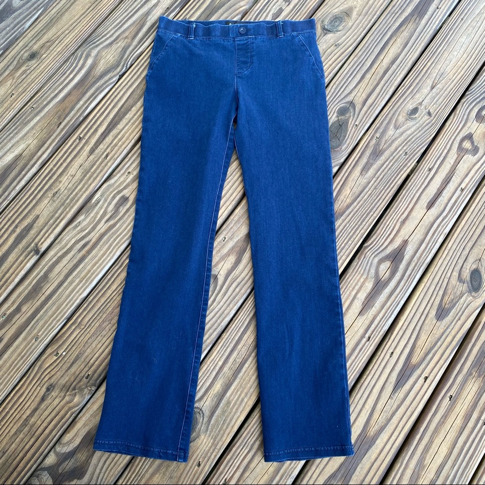 Betabrand Yoga Denim Elastic Waist Slim Straight Leg